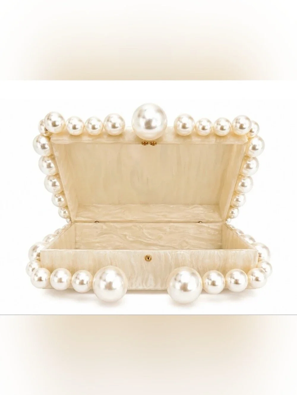 Cult Gaia Women's Ivory Acrylic EOS Beaded Handbag Purse Box (Read Description)